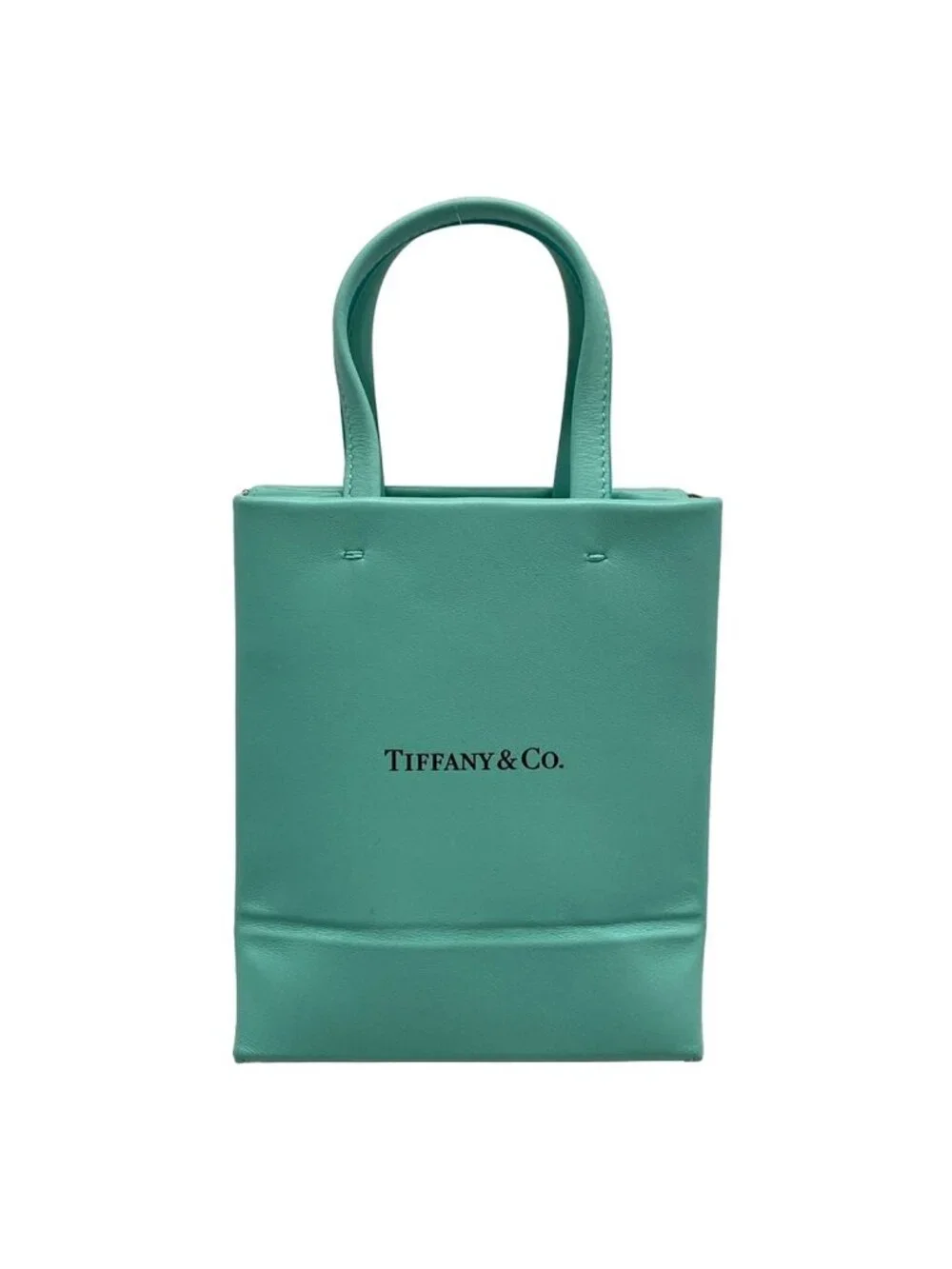 Tiffany & Co Tote Mini Shopping Light Blue Leather
